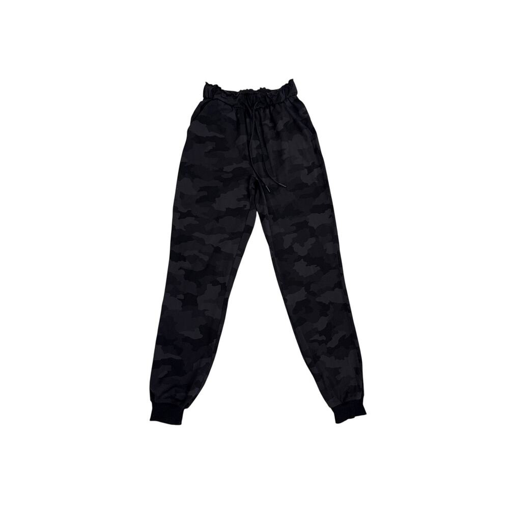 Lululemon Pants Stretch High-Rise Drawstring Black Camo Athletic Jogger Size 2